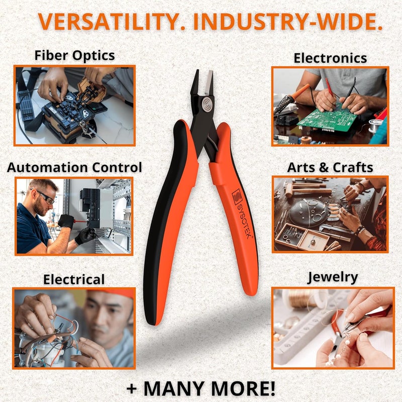 Sysotek Flush Cutters Precision Wire Cutters for Fiber Optics, Electronics and Jewelry Making tool Mini Diagonal Cutting Pliers Perfect for Zip Ties, Electrician Tool, Small Wire, crafting and more - Image 3